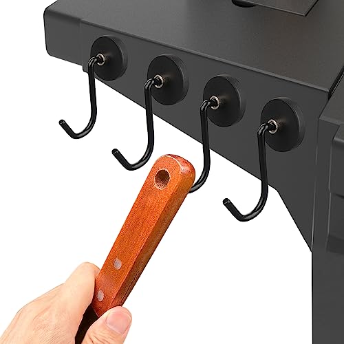UNUSFIRE Magnetic Hooks,4Pack Heavy Duty Magnetic Hooks for Hanging Utensils,Anti-Scratch Strong Magnetic Grill Hooks with Magnet Rubber Coated for BBQ Tools Fridge Kitchen Cruising - Grill Parts America