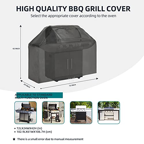 PALON Waterproof BBQ Grill Cover 72-Inch, Heavy Duty Outdoor Gas Grill Covers, with Drawstring Barbecue Covers for Weber Char-Broil Brinkmann Nexgrill and More, All Weather Barbecue Grills Protector - Grill Parts America