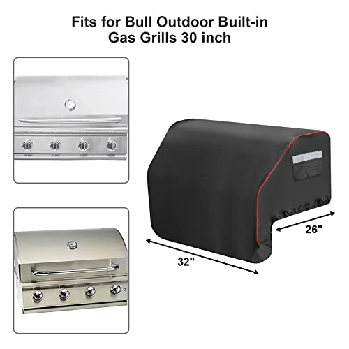 Built–in Grill Cover for Bull 45005, Built in Gas Grills 32 inch BBQ Grill Top Cover for Bull Lonestar 4 Burner Bull Built in Bill Outlaw, Outdoor 87048 Smoker Waterproof Griddle Cover with Handle - Grill Parts America