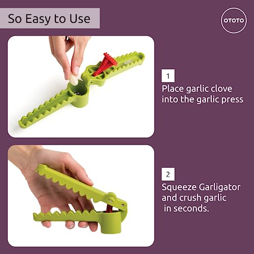 NEW!!! Garligator Garlic Press by OTOTO - Garlic Mincer Tool - Funny Gifts - Alligator Garlic Press - Garlic Crusher Press with Ergonomic Handle - Ototo Design Cute Kitchen Gadgets Kitchen Accessories - Grill Parts America