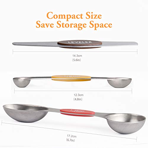 Magnetic Measuring Spoons Set of 8 Stainless Steel Dual Sided Stackable Measuring Spoons Nesting Teaspoons Tablespoons for Measuring Dry and Liquid Ingredients - Grill Parts America