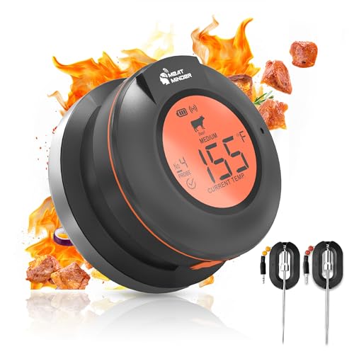Meat Minder Pro Wireless Grill Smoker Smart Thermometer Upgrade Replacement  with Food Probes 195ft Range iOS Andriod Free Smart APP Auto Reconnect  Bluetooth Alarms