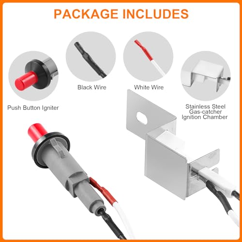 Tigbear 80462 Push Button Piezo Grill Igniter Kit Replacement for Weber Q100 Q200 Gas Grill, Flame Starter Push Button Piezo Kit - Grill Parts America
