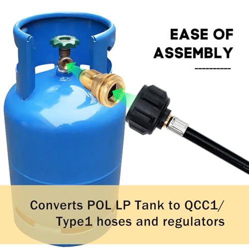 Old Propane Tank Regulator Adapter POL to QCC1 Propane Tank Adapter Old Style Propane Thread to New Adapter for 100 lb Propane Tank Converts POL LP Tank Service Valve to QCC1/Type1 New Connection Type - Grill Parts America