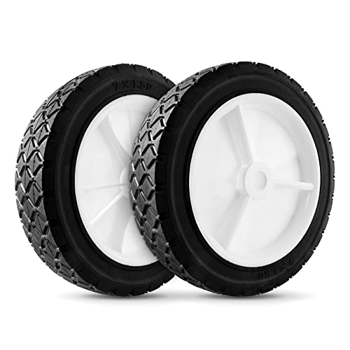 7 Inch Wheels Replaces for Oregon 72-107, 2 Pack Universal Wheels Tires Compatible with Craftsman JD Lawnmower Edger, BBQ Grills, Radio Flyer Wagon, Hand Truck, Utility Cart, Snowblower - Grill Parts America