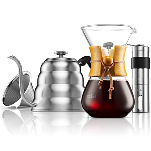 Coffee Set Coffee Accessories Manual Grinder Mill Glass Pot with Filter  Dripper