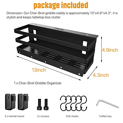 RUSFOL Upgraded Stainless Steel Griddle Caddy for Char-Broil Gas Griddles, with an Allen Key, Space Saving BBQ Accessories Storage Box, Free from Drill Hole&Easy to Install - Grill Parts America