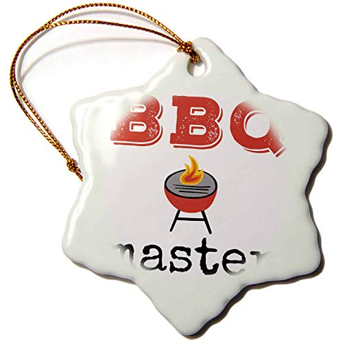 3dRose BBQ Master, Picture of a Grill with Black and red Lettering - Ornaments (orn-256507-1) - Grill Parts America