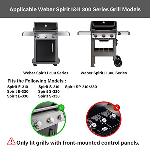 GARNETIN 7636 15.3" Flavorizer Bars and 69787 18" Grill Burners for Weber Spirit I&II 300 Series Spirit E310 S310 E320 S320 E330 S330 SP-330 Replacement Parts with Front Control Knobs - Grill Parts America