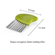 Crinkle Cutter, Stainless Steel Waffle Fry Cutter, Wavy Chopper for Veggies Potato Carrots Butter Lettuce, 2 PCS(Green and Blue) - Kitchen Parts America