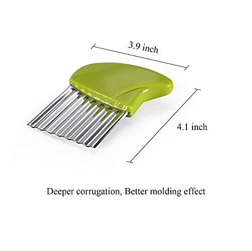 Crinkle Cutter, Stainless Steel Waffle Fry Cutter, Wavy Chopper for Veggies Potato Carrots Butter Lettuce, 2 PCS(Green and Blue) - Kitchen Parts America