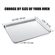 WEZVIX Baking Sheet Stainless Steel Baking Tray Cookie Sheet Oven Pan Rectangle Size 10 x 8 x 1 inch, Non Toxic & Healthy, Rust Free & Less Stick, Thick & Sturdy, Easy Clean & Dishwasher Safe - Kitchen Parts America