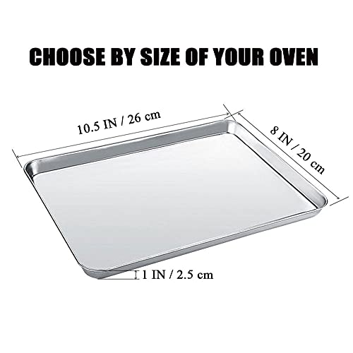 WEZVIX Baking Sheet Stainless Steel Baking Tray Cookie Sheet Oven Pan Rectangle Size 10 x 8 x 1 inch, Non Toxic & Healthy, Rust Free & Less Stick, Thick & Sturdy, Easy Clean & Dishwasher Safe - Kitchen Parts America