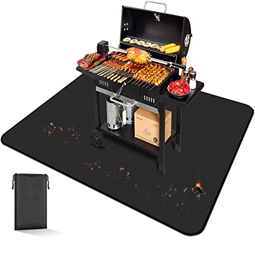 Under Grill Mat EC TECH, 60 x 48 Inch Grill Mat Under Desk, Double-Sided Fireproof Oil-Proof Mats for Fire Pit with Stitched Edge, Grill Mats for Outdoor Grill, Charcoal, Gas Grills, Smokers, BBQ - Grill Parts America