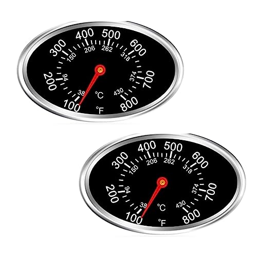 2PCs Grill Lid Thermometer Heat Indicator Replacement Temperature Gaug