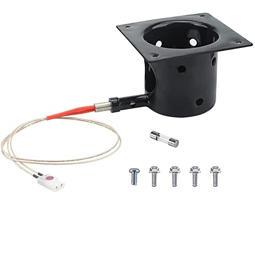 CVLOPWE Black Porcelain-Enameled Fire Burn Pot and Hot Rod Ignitor Kit Replacement Parts for Traeger and Pit Boss Pellet Grill - Grill Parts America