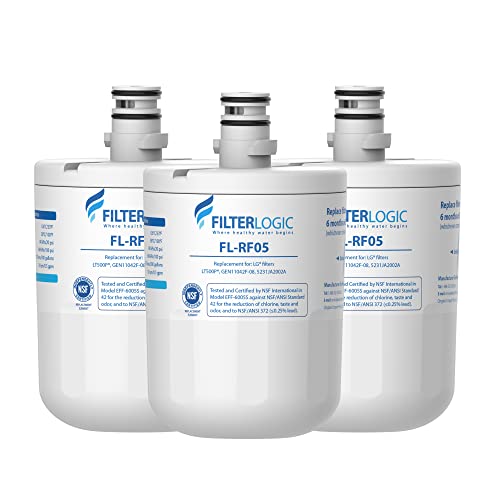 Filterlogic 5231JA2002A Refrigerator Water Filter, Replacement for LG® LT500P®, GEN11042FR-08, ADQ72910911, ADQ72910901, Kenmore 9890, 46-9890, LFX25974ST, LMX25964ST, LSC27925ST, 3 Pack - Grill Parts America