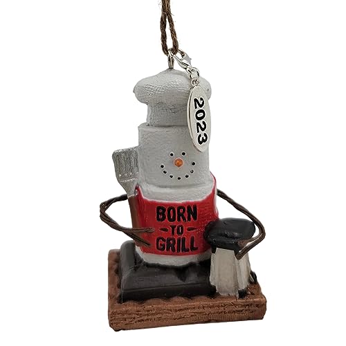 Grilling Gifts for Men Smores Ornament BBQ Ornament - Born to Grill Smoker with Year Hang tag Comes in a Gift Box - Grill Parts America