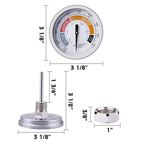 Ibbyee 3 1/8 Inch Smoker Thermometer Gauge for Oklahoma joes Grill Accessories, Pit Grill BBQ Thermometer Gauge Fahrenheit and Heat Stainless Steel Temp Gauge for Oklahoma Joe 1Pcs - Grill Parts America