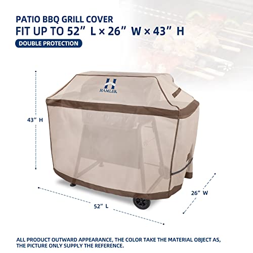 HAMLER Grill Cover 52 Inch, Heavy Duty Waterproof BBQ Covers, Gas Grill Covers Fits Weber Spirit, Weber Genesis, Char-Broil, Nexgrill, Brinkmann, Brown & Beige - Grill Parts America