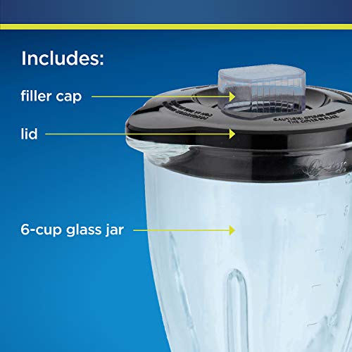 Brentwood 60 oz. Black Blender Glass Jar Replacement 6-Piece Set