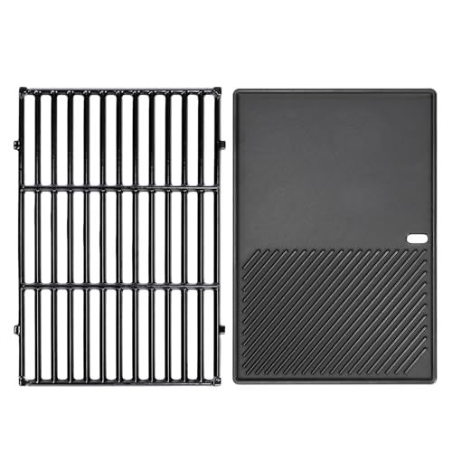 QuliMetal 17.5" Grill Replacement Part for Weber Spirit 300 and GS4 Spirit II 300 Series Grills, Genesis Silver/Gold B & C, Genesis 1000-3500, Reversible Cast Iron 7598 Griddle Plate, 7638 Grill Grate - Grill Parts America