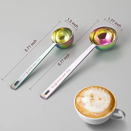 Coffee Scoops Set, 2 Piece Coffee Measuring Spoons, 1 Tbsp(15ml) & 1 Tbsp(30ml),2  Piece Long Coffee