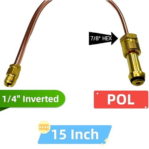 MCAMPAS Auto Changeover Regulator Copper Pigtail POL x 1/4" Inverted Male Flare 15" Long - Grill Parts America