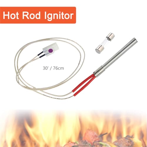 OUTGIK Heavy Duty Steel Porcelain-Enameled Fire Burn Pot and Hot Rod Ignitor Kit Replacement Parts for Traeger & Pit Boss Wood Pellet Grill, Igniter Ignition BBQ Part - Grill Parts America