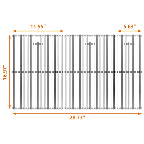 Hisencn Cooking Grates for Nexgrill 720-0882A Evolution Infrared Plus 5-Burner, Stainless Steel Solid Rod Grill Cooking Grids Replacement Parts, 3 Pack - Grill Parts America