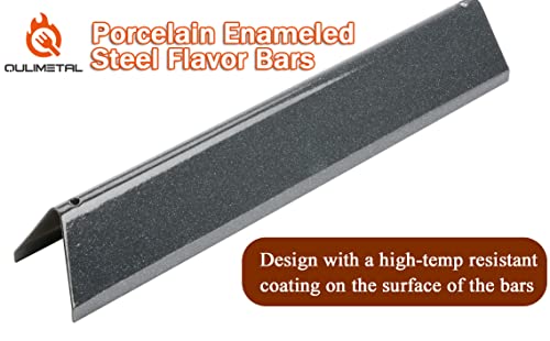 QuliMetal 17.5" Porcelain Steel Flavor Bars and Heat Deflector for Weber Genesis 300 E310 E320 E330 S310 S330 (with Front Control Knobs), Replaces Weber 7620 7621 65505 7622 - Grill Parts America