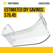 Durable 240323002 Refrigerator Door Shelf [DIY Tips Below] by PartsBroz - Compatible Kenmore Frigidaire Parts - Replaces AP2115742 EA429725 PS429725 - Lifetime Cantilever Shelf, Clear Plastic Drawer - Grill Parts America