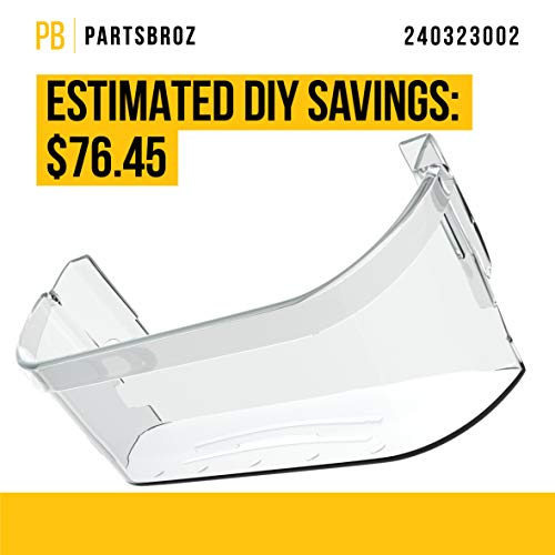Durable 240323002 Refrigerator Door Shelf [DIY Tips Below] by PartsBroz - Compatible Kenmore Frigidaire Parts - Replaces AP2115742 EA429725 PS429725 - Lifetime Cantilever Shelf, Clear Plastic Drawer - Grill Parts America