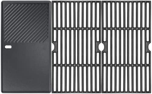 Hisencn Grill Grates and Grill Plate for Charbroil Advantage 463343015, 463344015, 463344116, Advantage Gas2coal Parts 463340516 Gas Grill Models, 16 15/16" Cast Iron Cooking Grates for G467-0002-W1 - Grill Parts America