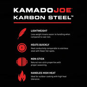 Kamado Joe KJ15094522 Karbon Steel Griddle for Classic Joe Grills, Black - Grill Parts America