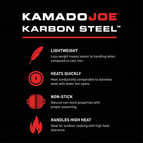Kamado Joe KJ15094522 Karbon Steel Griddle for Classic Joe Grills, Black - Grill Parts America