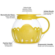 Ecolution Patented Micro-Pop Microwave Popcorn Popper with Temperature Safe Glass, 3-in-1 Lid Measures Kernels and Melts Butter, Made Without BPA, Dishwasher Safe, 3-Quart, Yellow - Kitchen Parts America