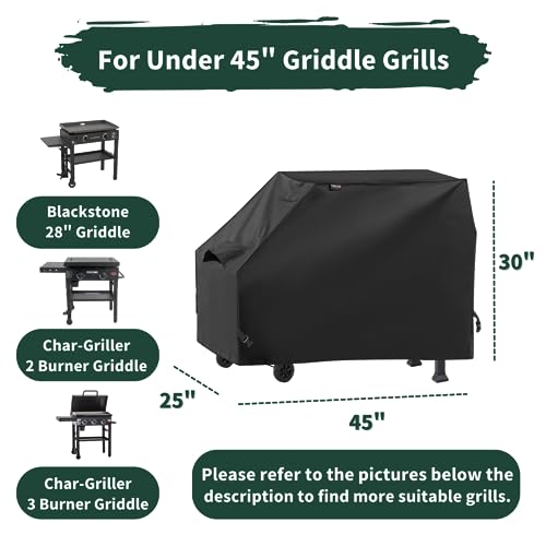 Forvio Griddle Cover for Blackstone 28 Inch Grill, 600D Waterproof Flat Top Cooking Station Grill Cover for Char-Griller 3-Burner Flat Griddle and Razor Griddle 25", Ripstop and Fade Resistant - Grill Parts America