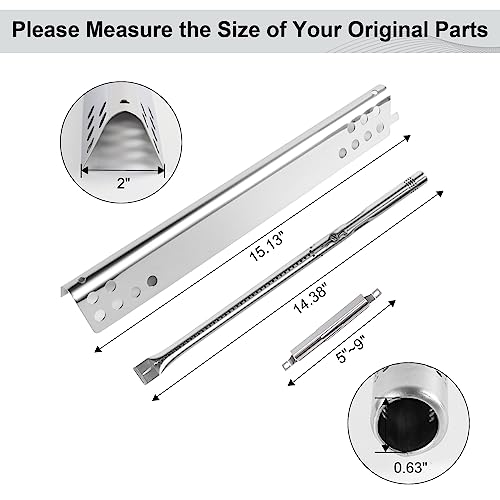 Barbqtime Grill Replacement Parts for Charbroil Advantage Series Grill, 14.38" Grill Burner & Heat Plate for 3 Burner Char-Broil Grill 463343015, 463335115, 463436815, Char Broil Grill Parts Set - Grill Parts America
