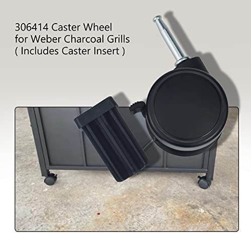 Caster Wheel Gas Grill Compatible with Weber 6414 Grill Wheels, for Weber Genesis Grill Wheel Caster Replacement Genesis 1000-500 Series, Performer (2004 and Earlier), Includes Caster Insert (2 Pack) - Grill Parts America