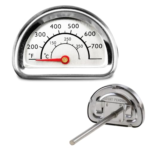 Hisencn Grill Thermometer Temperature Gauge Replacement Parts for Charbroil and Kenmore Gas Grill Models, Part G351-0076-W1, Stainless Steel Heat Indicator T00473, 1 Pack Temp Gauge - Grill Parts America