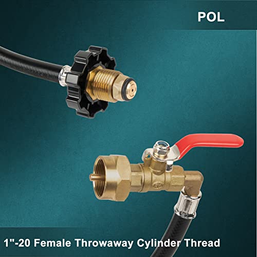 GASPRO 1lb Propane Tank Refill Adapter Kit | Universal 3ft Hose with Safety Shutoff Valve | Easily Fill 1lb Bottles from 20lb Tank - Grill Parts America