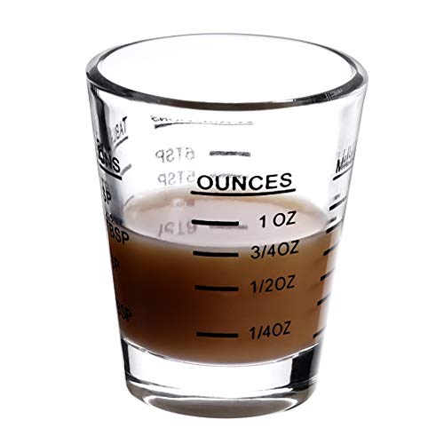Shot Glasses Measuring cup Espresso Shot Glass Liquid Heavy Glass Wine Glass 2 Pack 26-Incremental Measurement 1oz, 6 Tsp, 2 Tbs, 30ml (Black and Red) - Kitchen Parts America
