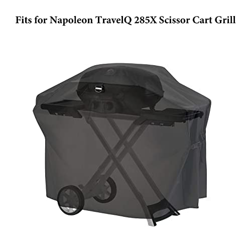 Grill Cover for Napoleon TravelQ 285X Scissor Cart,Heavy Duty and Waterproof BBQ Grill Cover for Napoleon Grill Accessories,Black - Grill Parts America