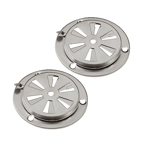 BBQ Smoker Air Vent Set, 2 Pieces Stainless Steel Grill Damper for Increased Airflow, Replacement Parts for Grill, Stove and Smoker - Grill Parts America