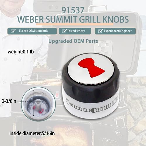 luclyyasys Upgraded 91537 Main Burner Gas Grill Control Knob (OEM) for S-420/450/620/640/650 E-420/450/620/650 Compatible with Weber Summit 420/620 Series Gas Grills 2012 and Later 10-Year QA - Grill Parts America
