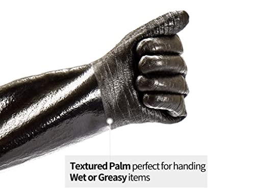 RAPICCA BBQ Gloves,14IN 932℉ Heat Resistant For Grill/Smoker/Cooking/Pit/Barbecue,Textured Palm Handle Greasy Food on Your Fryer/Grill/Oven Without Slip,Waterproof,Oil Resistant,Very Easy to Clean(XL) - Grill Parts America