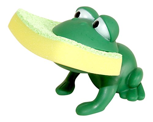 Animal Shape Novelty Kitchen Sponge Holder and Sponge Choice of Frog or Duck (Green Frog) - Grill Parts America