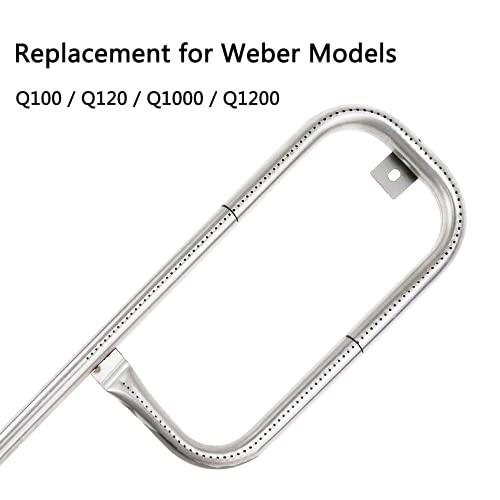Hisencn 60040 Grill Burner Tube for Weber Q1200 Q1000 Q100 Q120, 304 Stainless Steel Burner for Weber Baby Q 386001 386002 516002 516001 50060001 51060001 LP Grill Replacement Parts 69957 - Grill Parts America