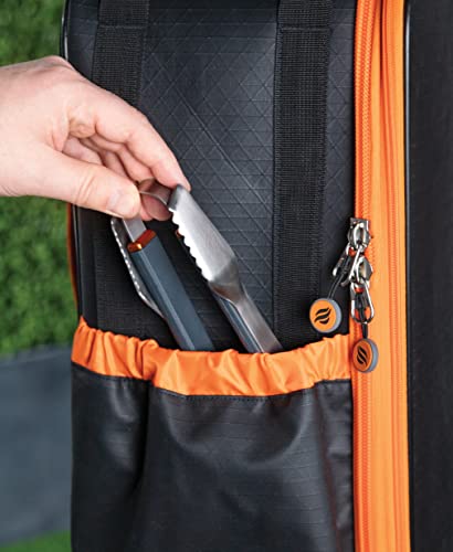 Blackstone 5294 Foldable 2 Piece Hamburger Spatula Flipper and 1 BBQ Tong-Flex Fold Model Stainless Steel-Easy to Carry and Clean Griddle Accessories Tool Set, Black, Orange - Grill Parts America